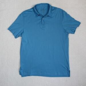 Mack Weldon Polo Shirt Mens Medium Blue Pima Cotton Casual Golf Preppy Travel